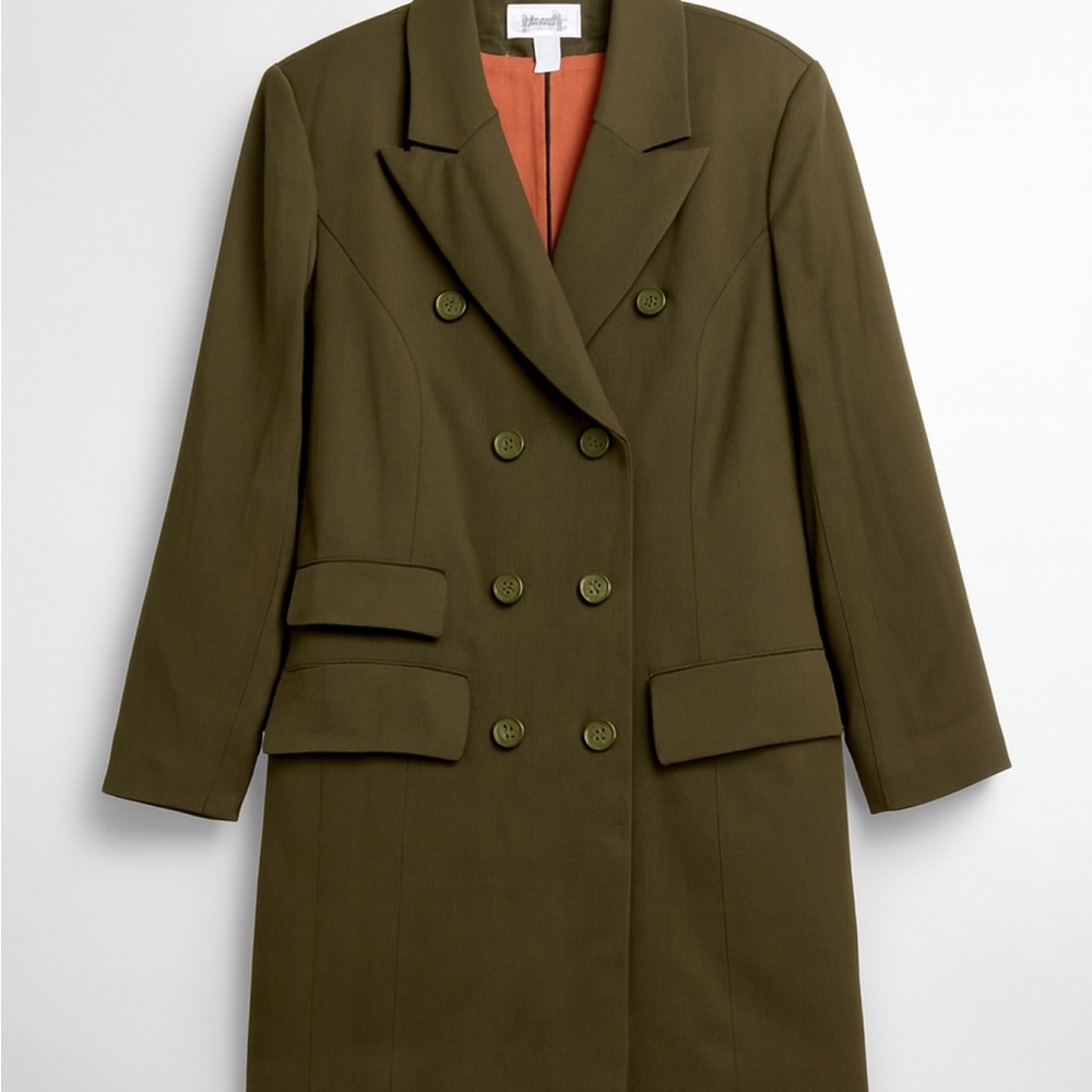 John Rocha Vintage Olive Double-Breasted Women's Blazer - Picture 2 of 4
